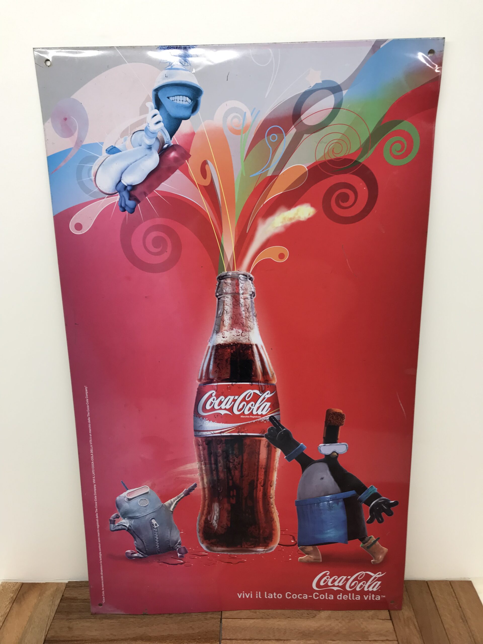 Ahipoku » Insegna pubblicitaria Coca Cola in metallo “Vivi il lato Coca